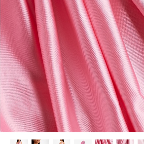 NWT Express Satin One Shoulder Ruched Maxi Dress Pink Bloom Size Medium - Picture 5 of 6